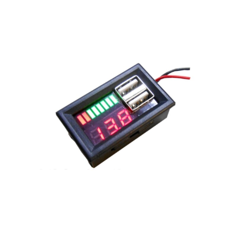 Led digital display voltmeter spänningsmätare volt tester dubbel usb 5v 2a för  dc 12v bilar motorcyklar fordon batterikapacitet