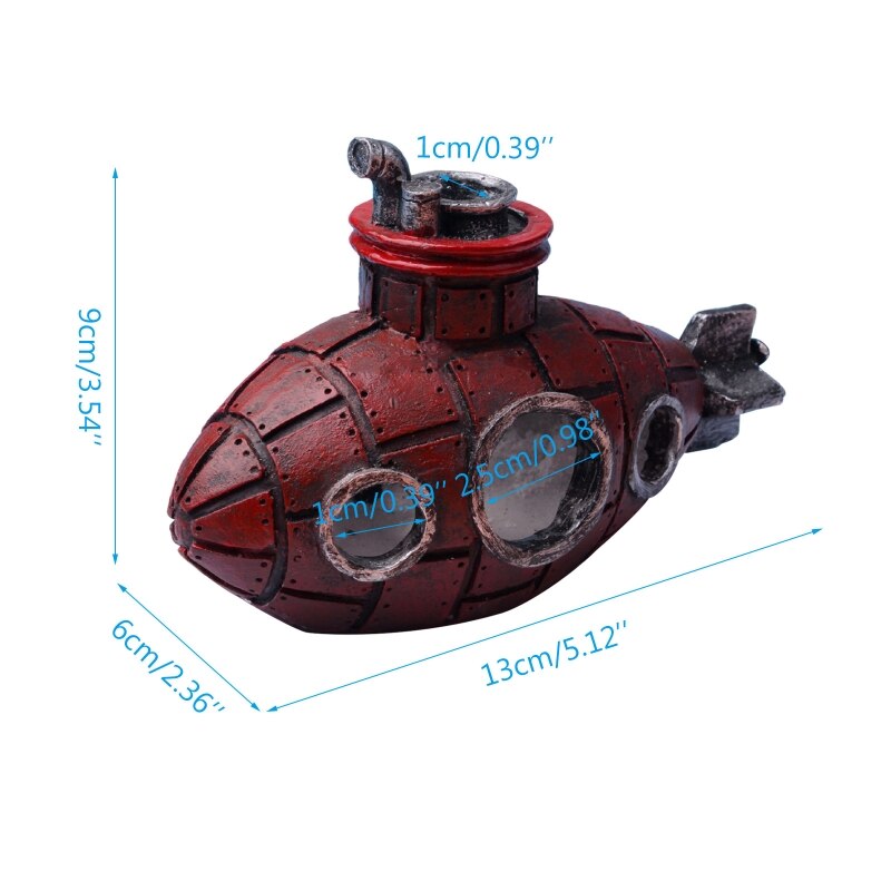 Aquarium Sunken Ship Decorations Resin Submarines 5in Small Fish Tank Ornaments