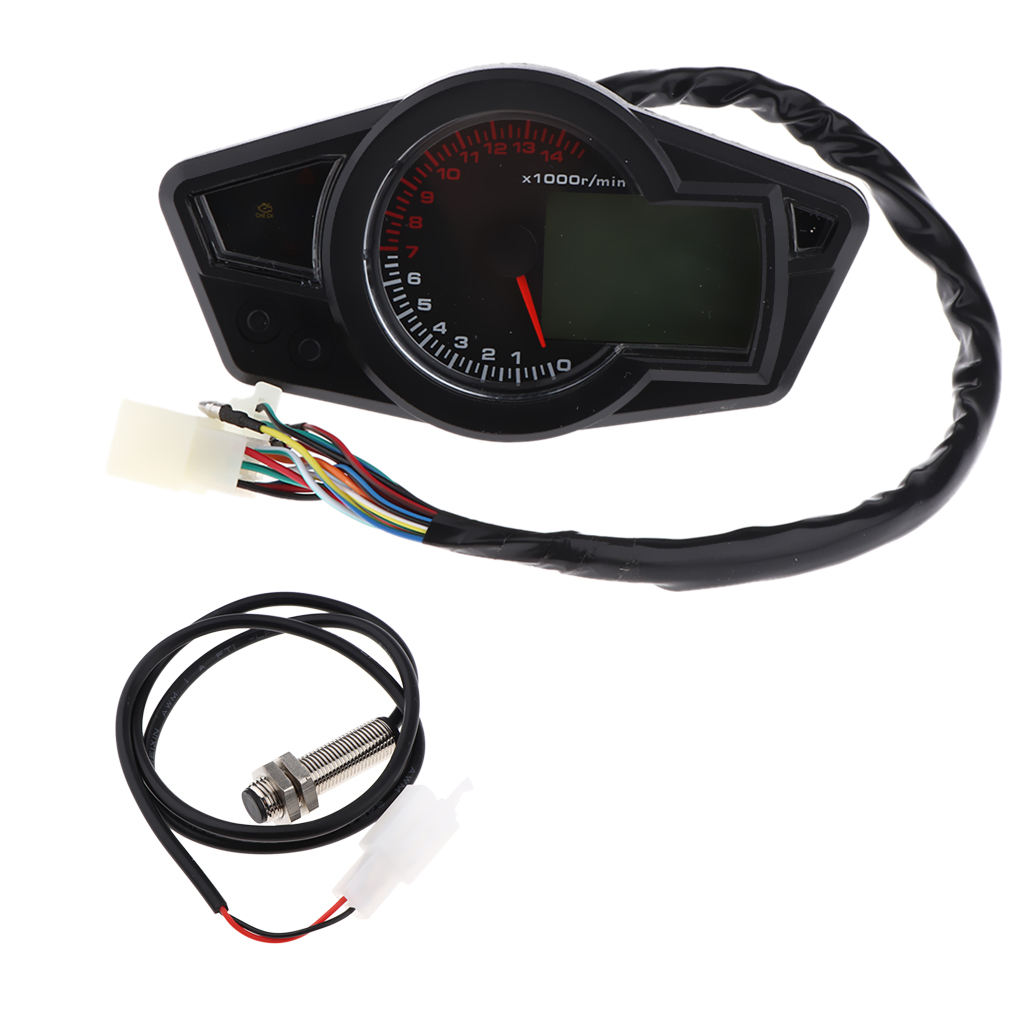 LCD Digital Motorcycle LED Speedometer Tachometer Odometer Gauge Universal