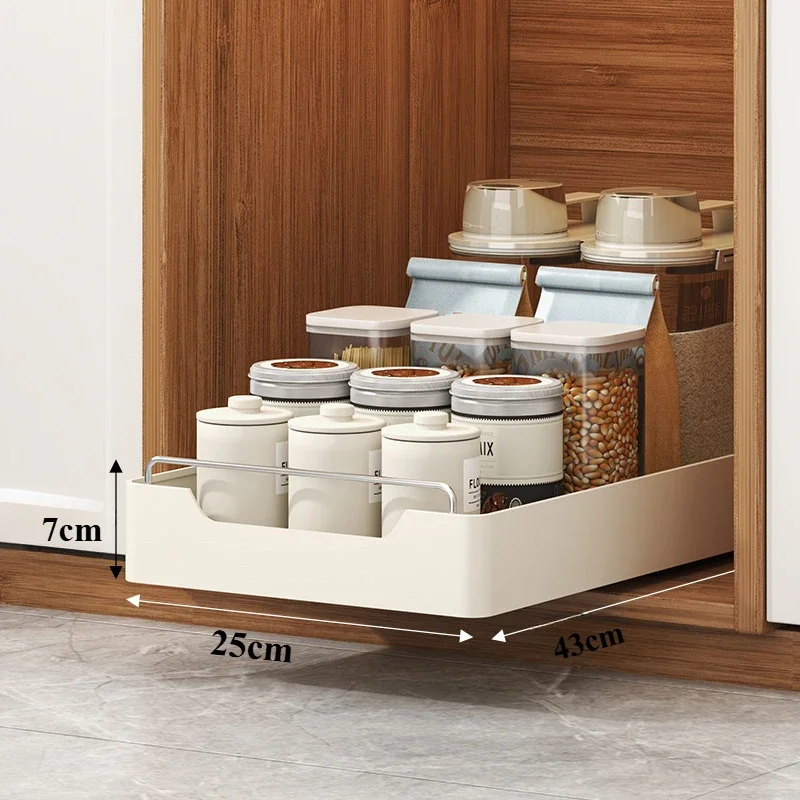 Kitchen Storage Rack Pull Out Dish Storage Rack Multifunctional Organizer Cabinets with Slide Rails Pull-Out Seasoning Shelf: light green