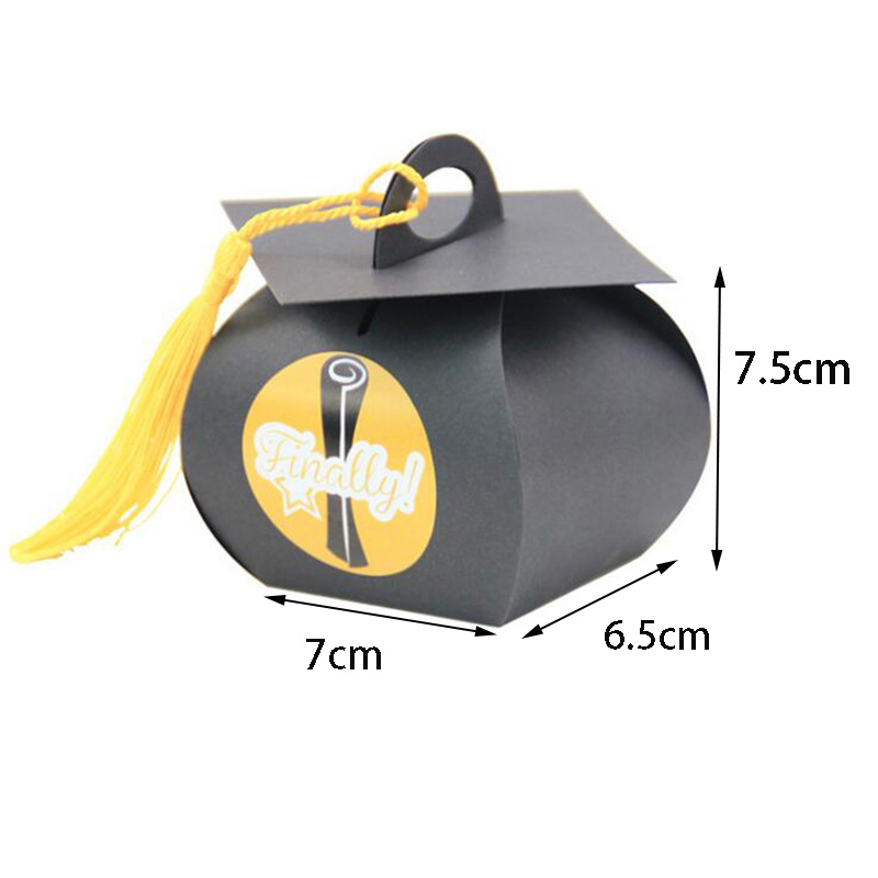 12/24Pcs European Bachelor Hat Cap Bag Candy Box Graduation Celebration Party Candy Favor Boxes Packaging Bags With Tassel
