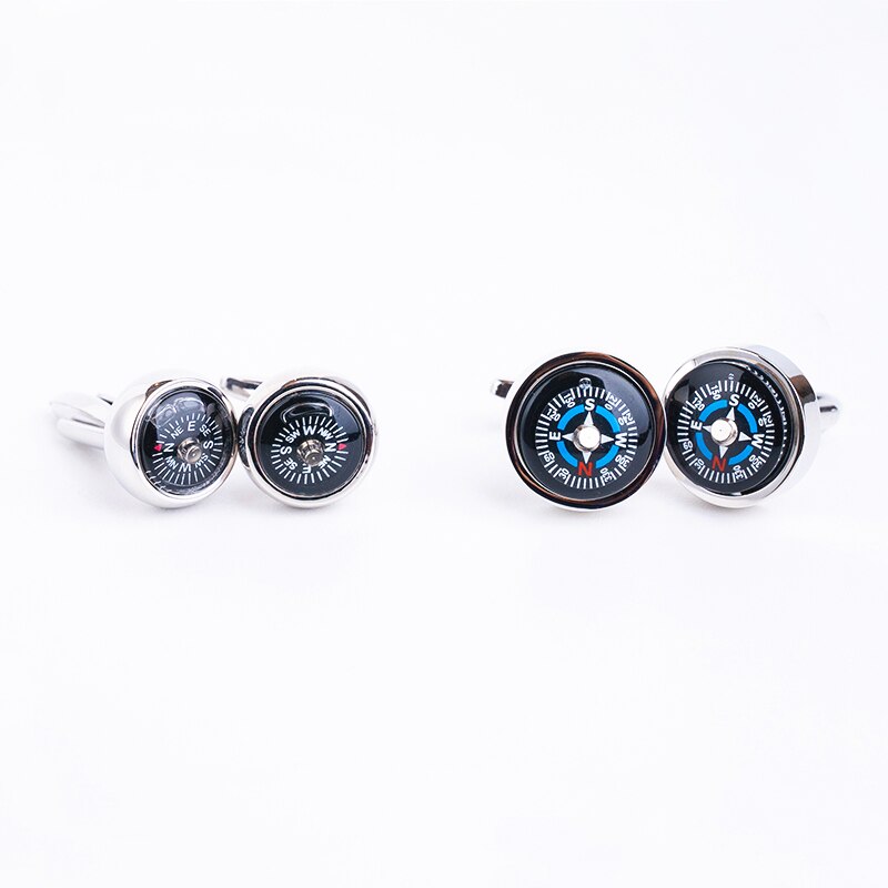 Silvery Tone Really Work Compass Cufflinks Sports Cuff Link Style For Men