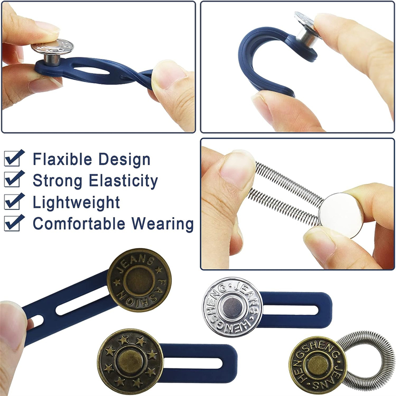 Extensor de botón de Metal para pantalones vaqueros, costura gratis, extensores de cintura retráctiles ajustables, expansor de cintura con botón, 10/5/1 ud.
