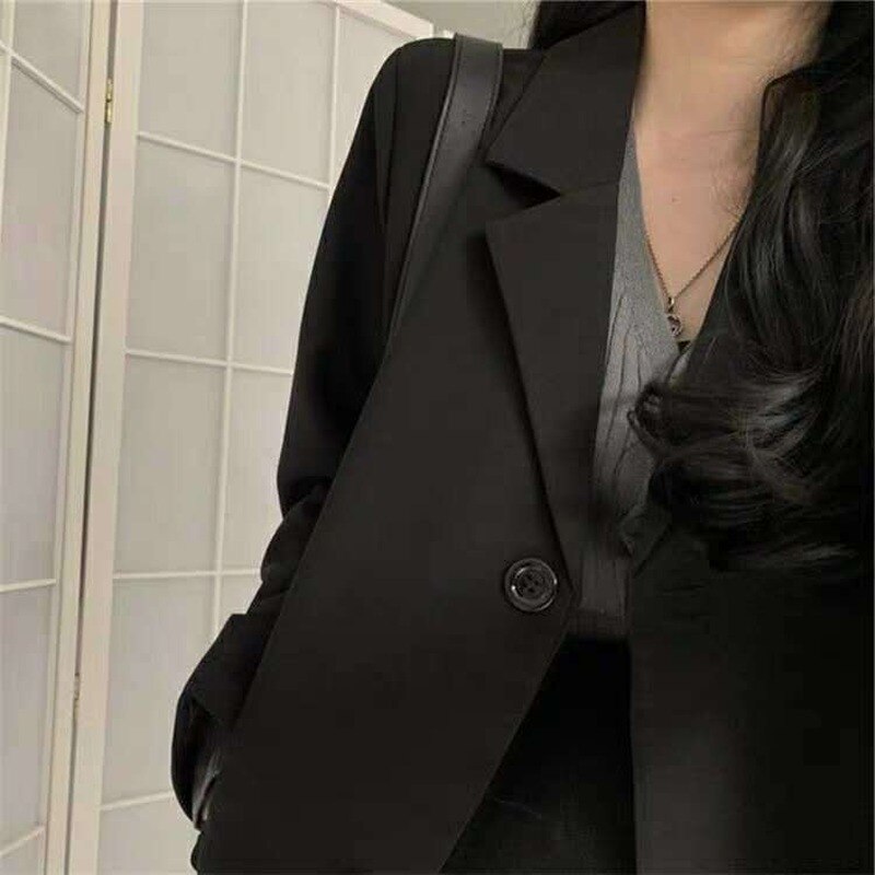 Blazere kvinder vintage forår efterår koreansk basic chic ol dame blazer populær enkel enkeltradet dameovertøj