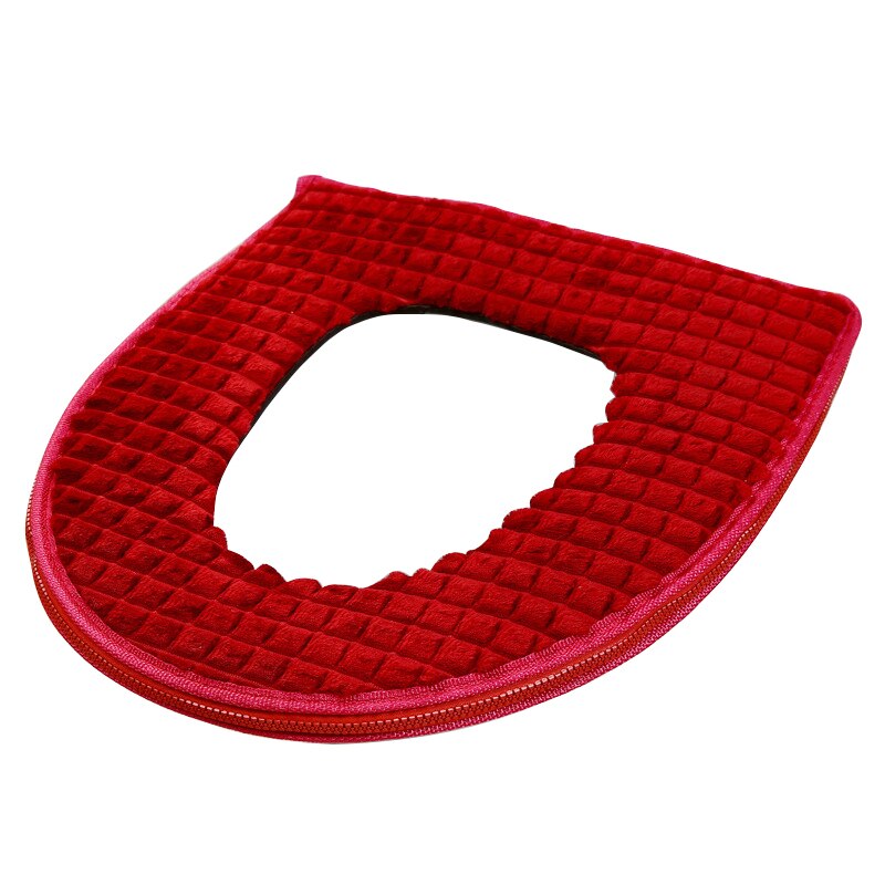 1Pc de terciopelo de invierno cubierta de asiento de inodoro suave elástico baño Closestool Mat cojín suministros