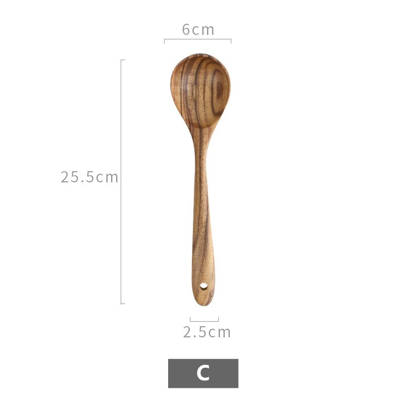 Wooden Kitchen Utensils Cooking Spoon Rice Paddle Long Handled Spoon Ladle Salad Mixing Serving Spoon Cooking Tools Accessories: C