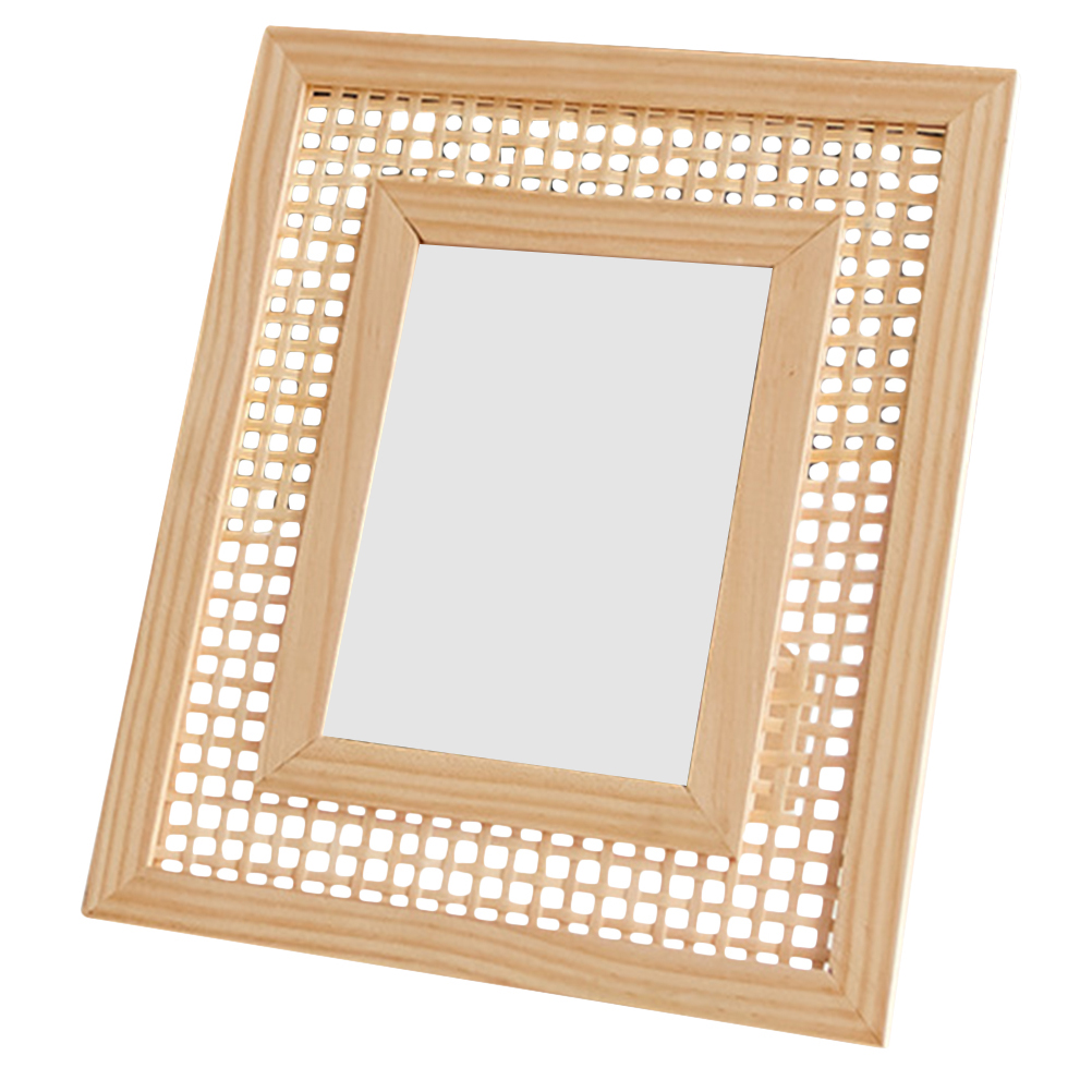 Cadre photo rectangulaire en bois naturel tissé, fait à la main, artisanat décoratif mural, support de bureau, nament moderne pour la maison