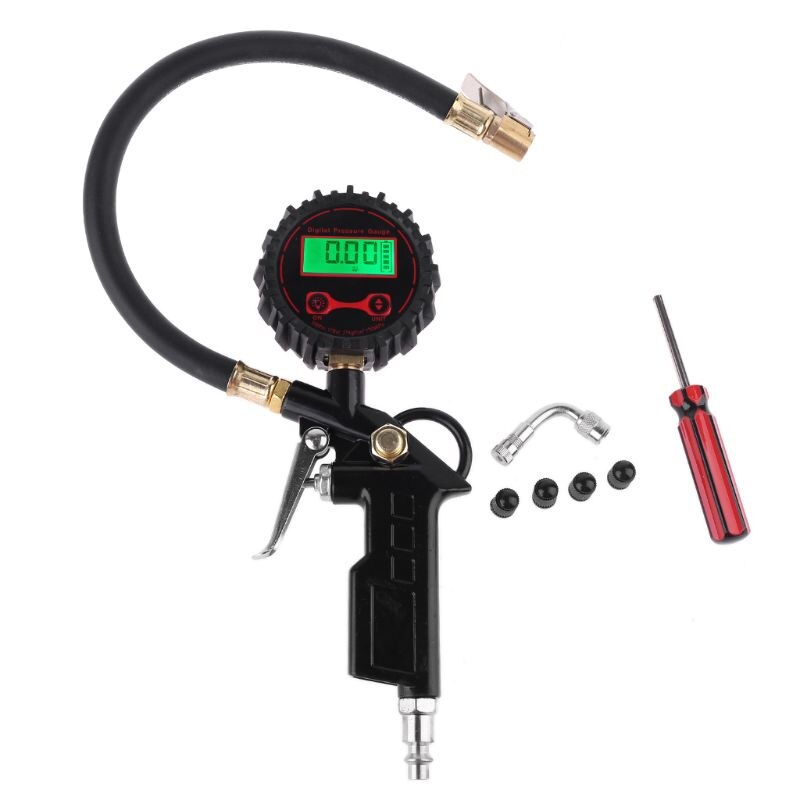 Digitale Reifen Manometer Reifen Inflator Messgerät 250 PSI mit 4 Ventil Kappe Fahrzeug Auto Lkw Tester Inflation Überwachung