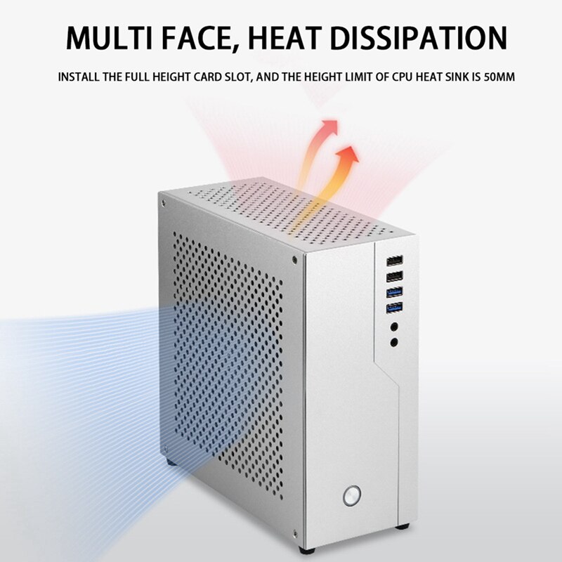 Mini ITX Computer Case All Aluminum Soft HTPC Office Single Slot PCIE Desktop Case