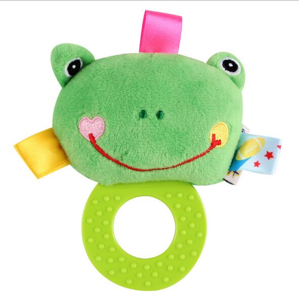 Babyspeelgoed met handvat, bel, babyspeelgoed van 0-12 maanden, cartoon pasgeboren, pluche rammelaar, bel, handspeelgoed, zachte babymobiel, babybel: Kikker
