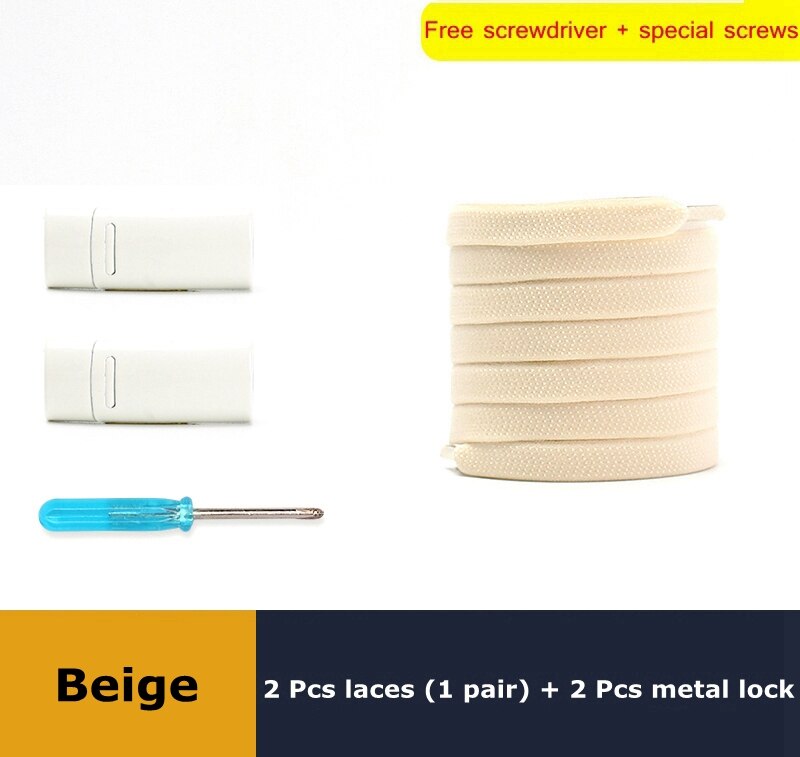 1 para sznurówki których nie trzeba wiązać elastyczny metalowy zamek sznurowadła magnetyczne płaskie nadaje się do wszystkich butów Unisex akcesoria do obuwia Lazy Shoelace: Beige