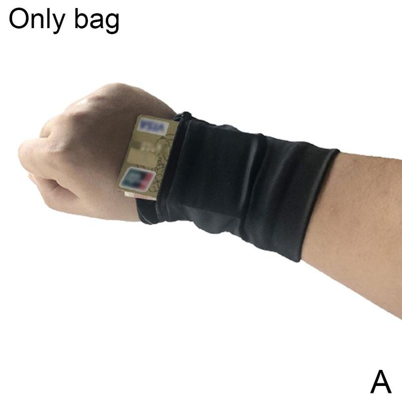 Bolso de brazo para teléfono móvil, accesorio deportivo elástico para la muñeca, para guardar llaves, tarjetas bancarias, para correr al aire libre o ciclismo: A