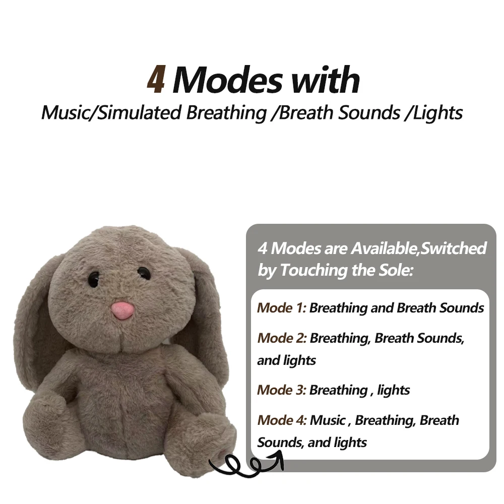 Muñeco de peluche de elefante calmante para bebé, 4 modos, compañero para dormir, muñeca musical y ligera, juguete de peluche sensorial, para niños: Azul