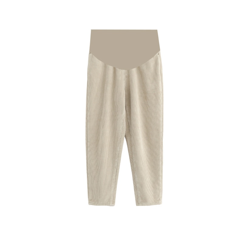 Maternity Clothes Autumn Winter High Waist Belly Lift Pants Slim Solid Corduroy Casual Pants Pregnant Woman Wide Leg Trouser