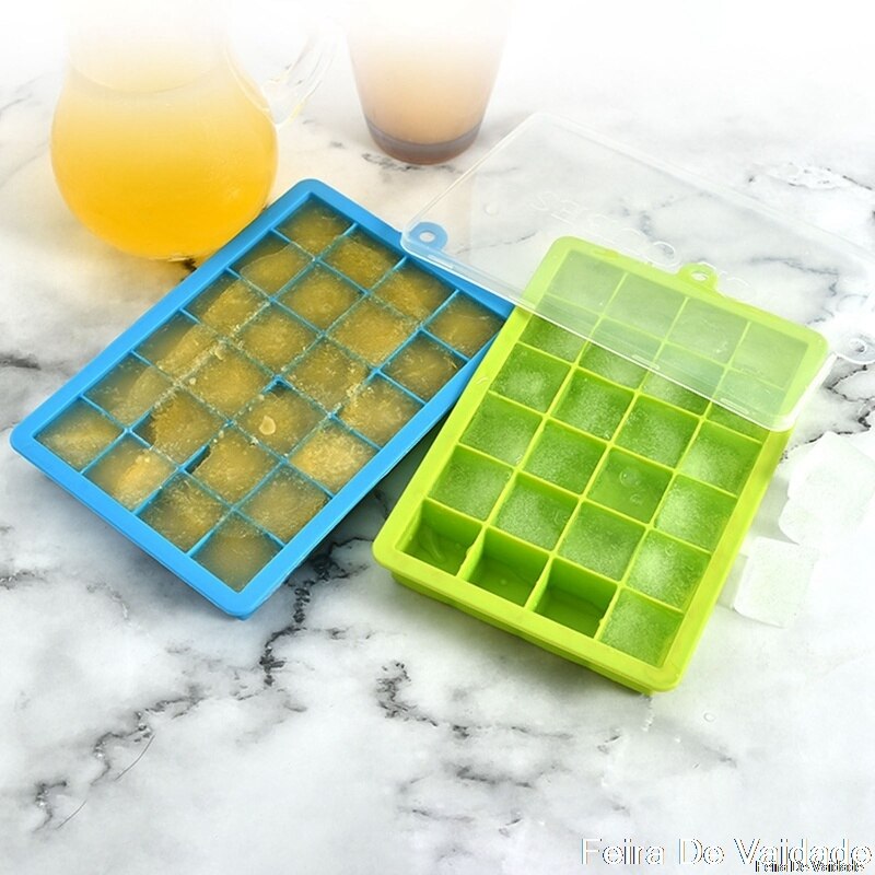 24 Holes Silicone Ice Cube Trays with Lids Trays Flexible Easy Release Ice Cube Molds Trays for Whiskey Cocktail Juice
