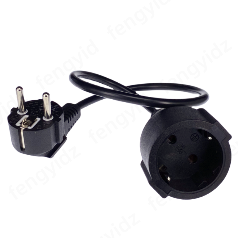 Power extension cord,Euro CEE lengthen Power cables,CEE7/7 Plug to CEE7/3 Outlet Socket extension cable 0.5M 16A ratubg: black