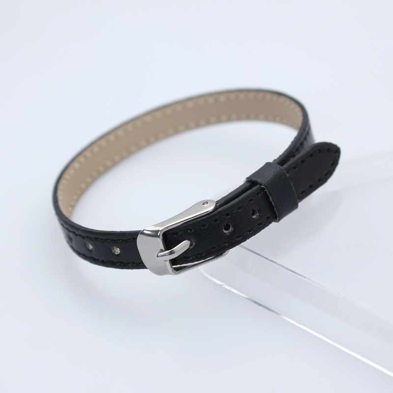 Nueva pulsera de cuero PU de 8mm para dijes deslizantes, pulsera con letras, Collar para mascotas, accesorios DIY, fabricación de joyas para mujer: Negro