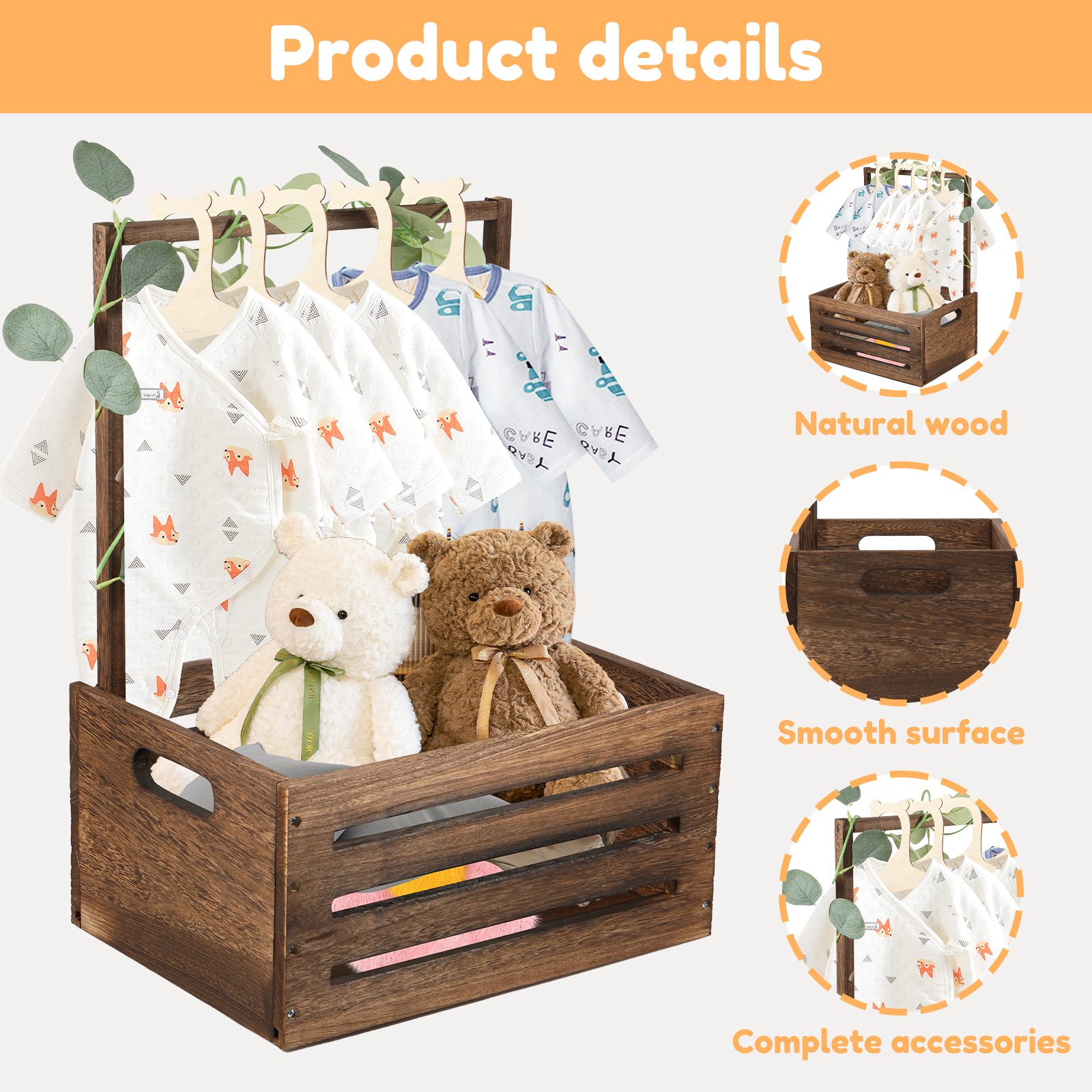 Holz Baby Dusche Lagerung Korb Baby Spielzeug Lagerung Kiste mit Griff Dekor Mehrzweck Korb für Jungen Mädchen Neue Eltern