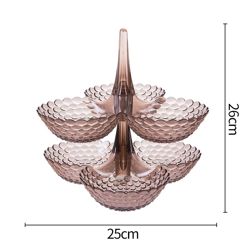Kreatywny europejski talerz na owoce półmisek na cukierki salon domu wielowarstwowy ułożjeden taca na owoce przekąska naczynie na słodycze suszone skrzynka owoców: brązowy 2 warstwa