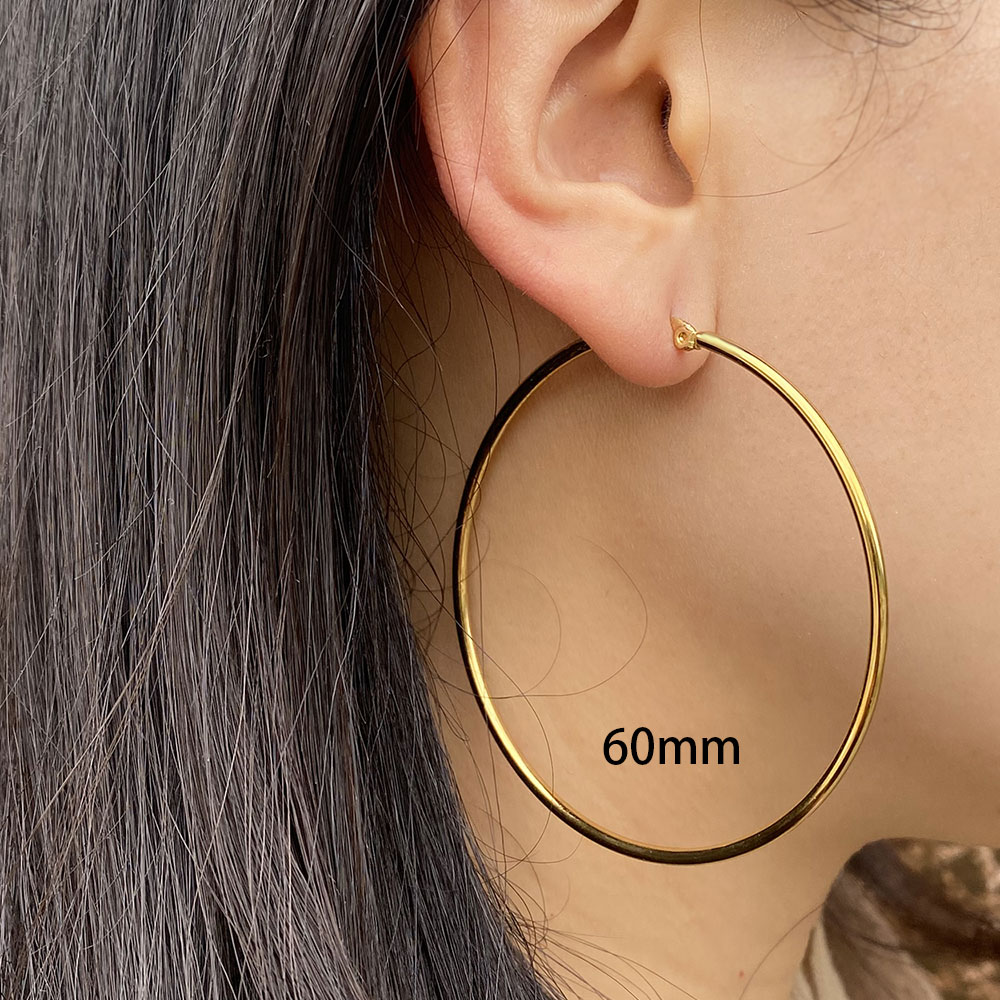90mm Stainless Steel Large Hoop Earrings Exaggerate Circle Creole Smooth Gold Round Loop Earring for Women Ear Ring Brincos
