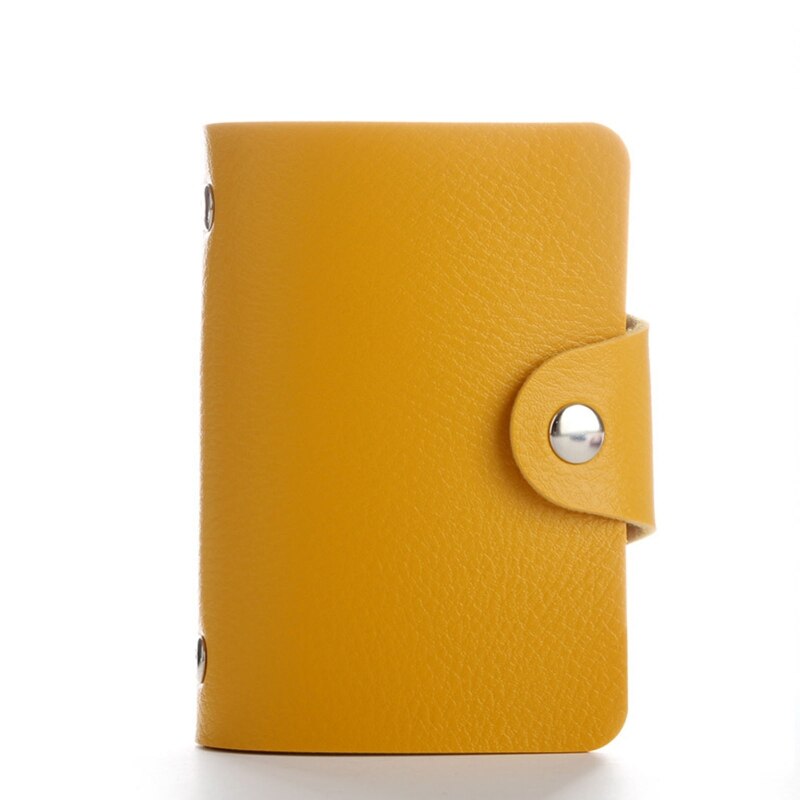 Skórzany identyfikator firmy PU etui na karty kredytowe kieszonkowy portfel portmonetka Organizer C90E: Yellow 24 Bits