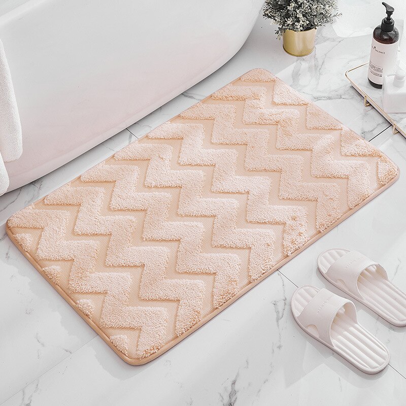 Thick Plush Bath Mats Water Absorbent Soft Shower Bathroom Rug Non-slip Shower Floor Mat Streak Entrance Door Mat Grey: bath mat-begin / 50x80cm