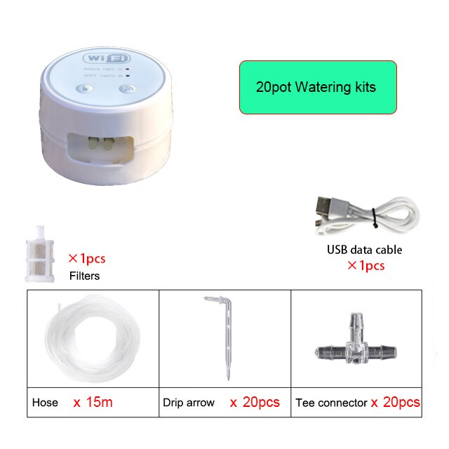 Garden WIFI Automatic Drip Irrigation System Set Mobile Phone Control Smart Watering Timer Indoor Plant Irrigation Devices: 20pot Watering kits