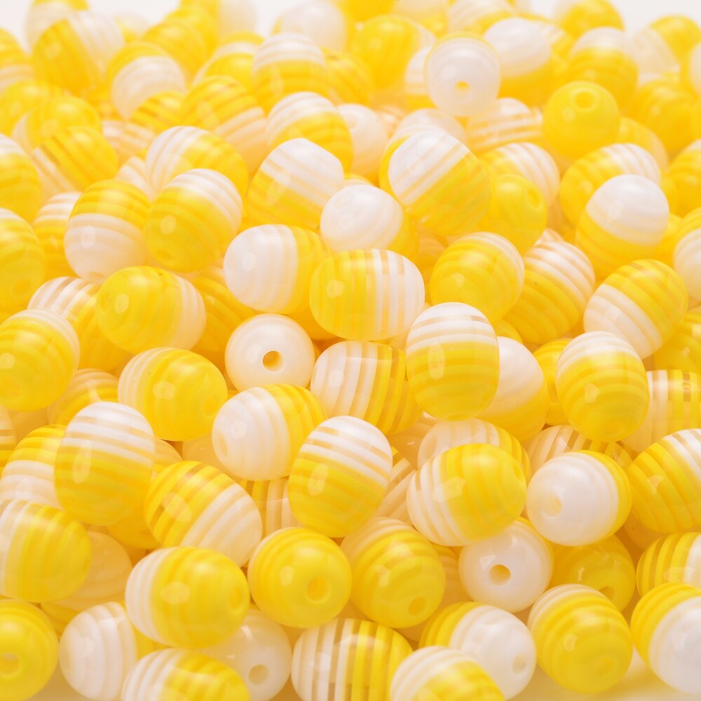 30 stück 8 x 10mm farbige acryl-streifenperlen, Oval, weiß, bunte mischung, abstandshalterperlen für schmuckherstellung, diy-armbänder, handgefertigte schmuckteile: 6