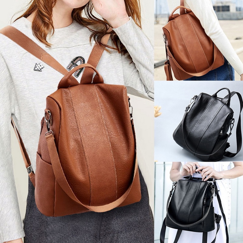 Mochila de para mujer, mochilas de cuero juvenil para chicas adolescentes, bolso de hombro de colegio antirrobo para mujer