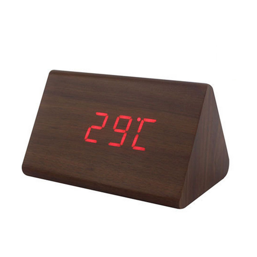 1 Pc Houten Hout Klok Moderne Houten Versie Digitale Elektronische Bureauklok Led Display Tijd Voor Thuis Kinderen Slaapkamer kantoor: Bruin