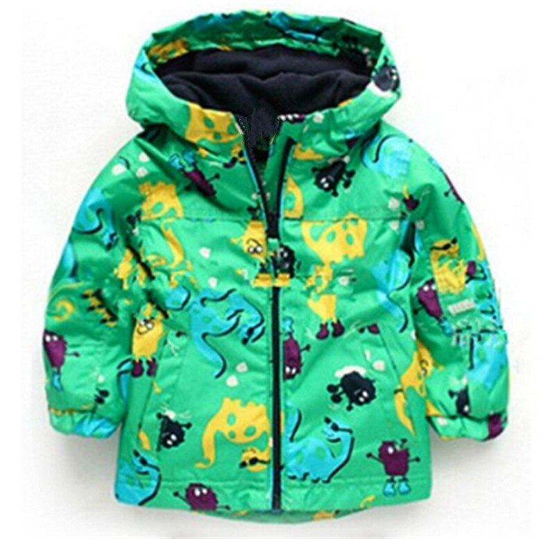 Children Autumn Winter Outerwear Clothing Boys Dinosaur Hooded Rainsuit Rain Jacket Baby Kids Sports Outing Coats Infant Wearing: 4T