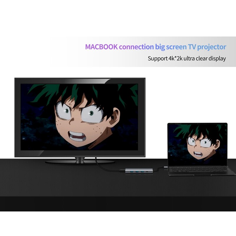 Usb c-hub voor mac-book pro/air, voor ipad pro 5- in- 1 usb c-hub met 4k hdmi- en 60w pd-oplaadpoorten, , 3 usb 3.0- hubs