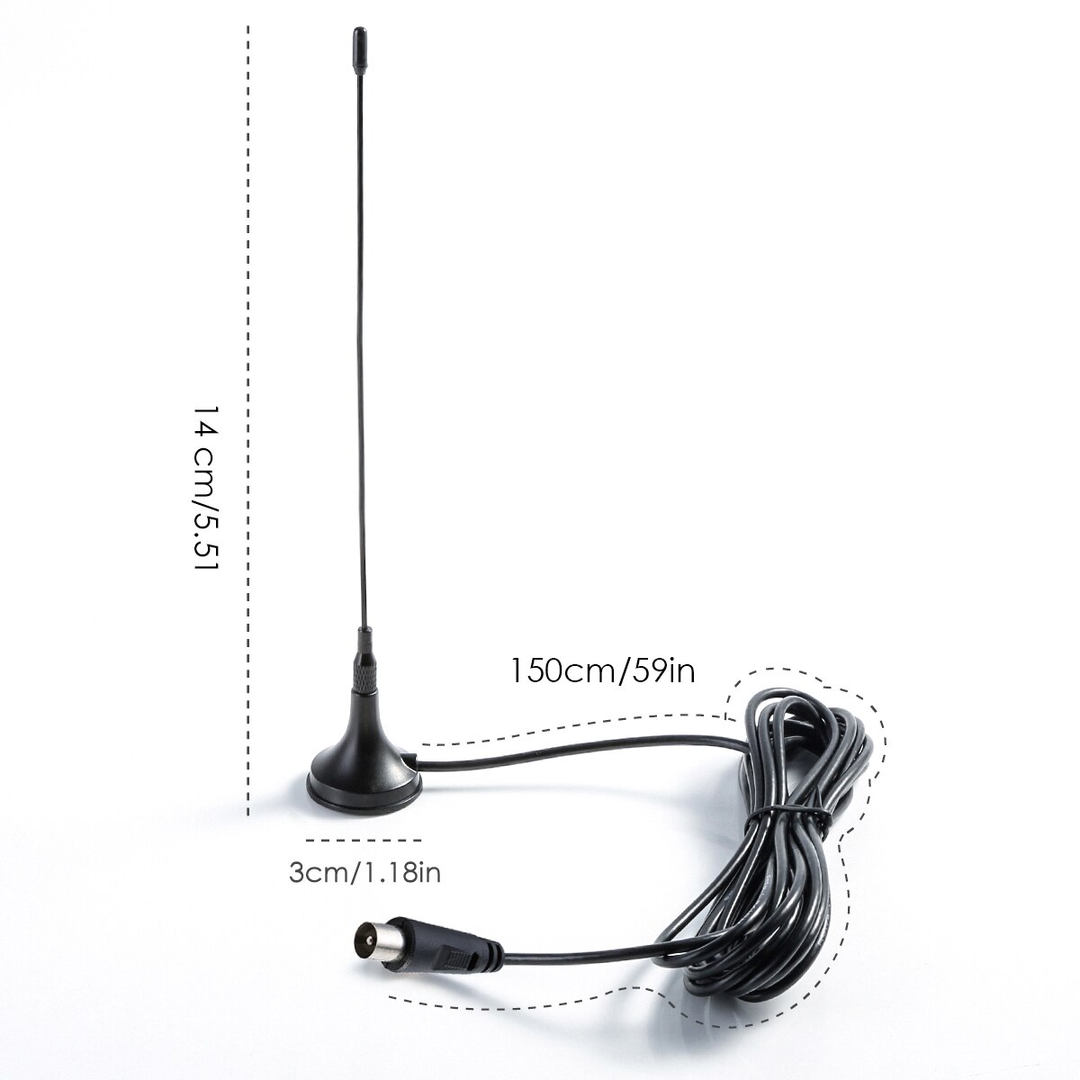 Portable Stick TV Antenna Indoor Outdoor Digital HD Freeview Aerial 5dBi 50 Mile VHF(172-240Mhz) \ UHF(470-860Mhz)