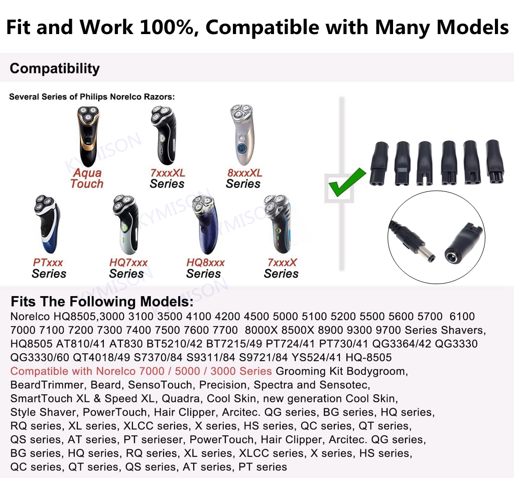 8 stuks netsnoer 5V vervangende oplader USB-adapter geschikt voor alle soorten elektrische tondeuses
