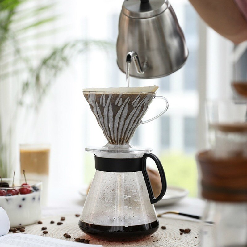 V60 Pour Over Glass Range Coffee Server Carafe Drip Coffee Pot Coffee Kettle Brewer Barista Percolator Clear