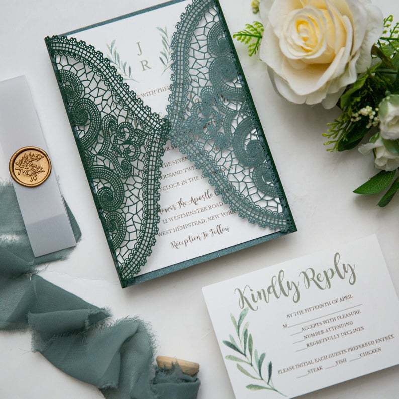 3D Three-dimensional Greeting Card Hollow Postcard Wedding Invitation Green Business Invitation Birthday Thank You Cards