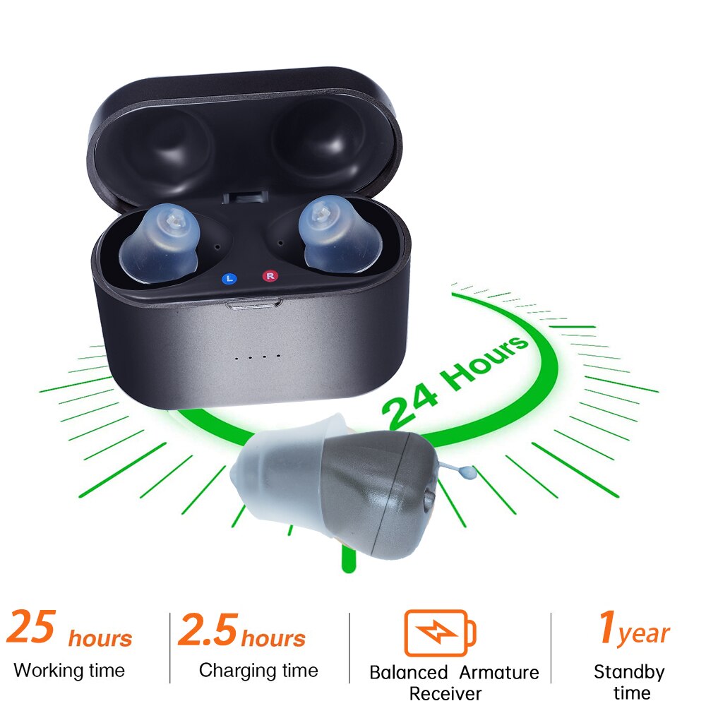 Genopladelige høreapparater  sr81 digitale audifonos 8- kanaler justerbar tone ministørrelse usynlig ørelydsforstærker til døvhed