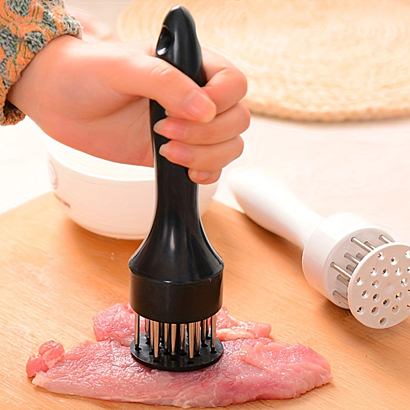 1 Stuk Keukengereedschap Rvs Steak Malser, Vleesnaald, Mals Vlees, Gebroken Pezen, Gat Puncher, Vlees Hamer: Black