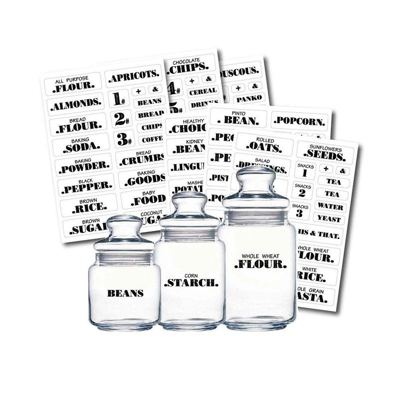 Etiquetas para tarros de cocina, contenedor de botellas, varias formas, Pegatinas transparentes para alimentos, caja de almacenamiento, de artículo, 132 hojas, 6/8 Uds.