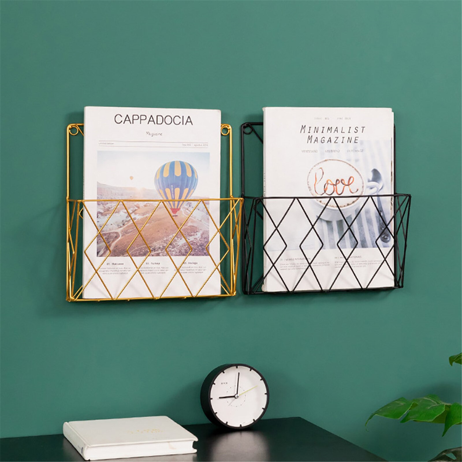 Modern Metal Wrought Iron Wall Shelf Home Bedroom Study Wall Metal Book Stand Desktop Decoration Decoration Home