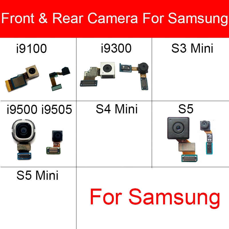 Ön ve arka arka kamera Samsung Galaxy S2 S3 S4 S5 Mini I9500 I9505 I9300 I9100 I747 küçük bakan ana büyük kamera parçaları