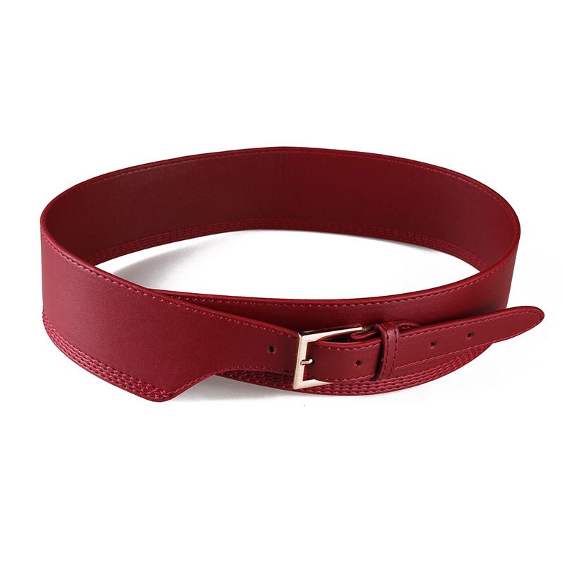104cm pu læder bredt bælte unisex ensfarvet krop korset talje bælte guld pin spænde luksus jeans kjole dekorative linning: Rød