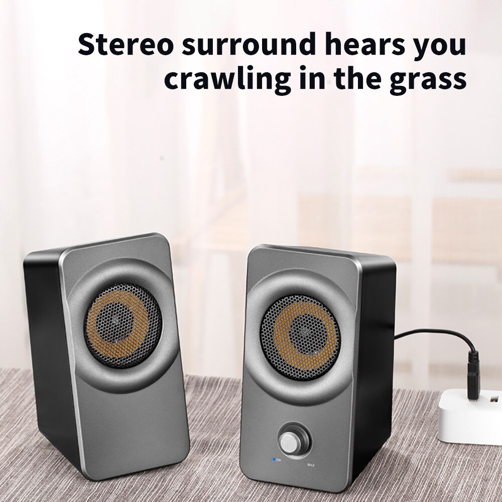 Computer Speakers Music Player Surround Stereo USB Wired Powered Multimedia Speaker with 3.5mm Plug for PC/Laptops/Smart Phone