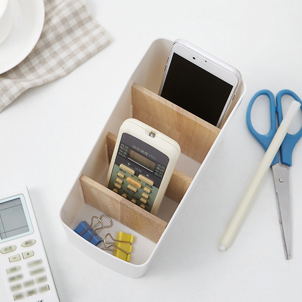 1PC Wood and Desktop Storage Basket Multi-Compartment Storage Box Detachable Slot Style Organizer for Home Offi