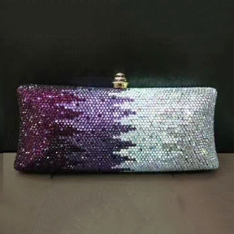 Aankomst Licht Paars/Ab Kristal Avond Portemonnee Vrouwen Diamant Messenger Telefoon Tas Clutch Mode Dames Schouder Party Handtas: 5