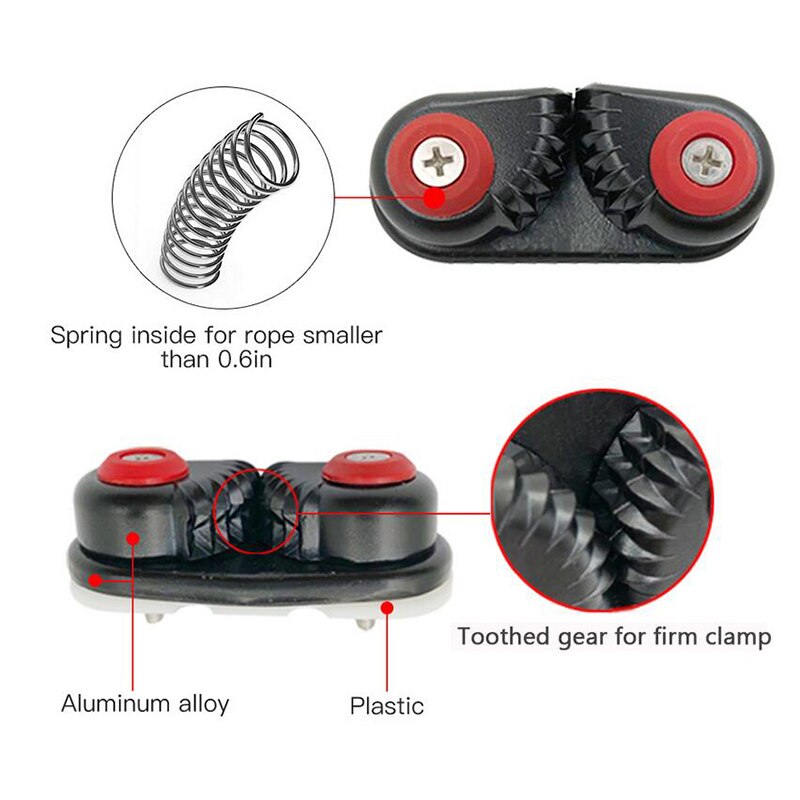 Cam Cleats Inflatable Boat Fast Entry Cleats Canoe Kayak Aluminum Alloy Blcak Rope Gripper Rowing Boat Cam Cleat Sailing 1Pc