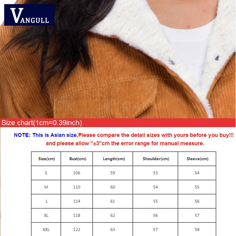 Vangull myk pels foret kåpe vinter lammeull jakker kvinner cordfløyel tykk jakke jakke dame outwear casual varm parka