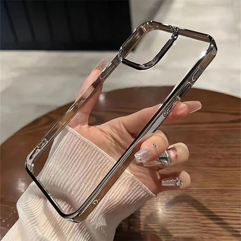 Eenvoudige effen kleur hoes compatibel voor iPhone 16 15 11 13 12 14 Pro Max XR 7 8 Plus X XS MAX SE Luxe gegalvaniseerde hoes