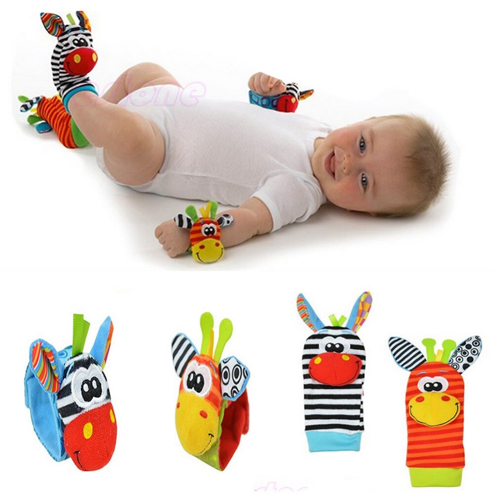 Schattige baby, jongens, schattige dieren, hand, pols, bellen, voet, sok, rammelaars, knuffels, babyshower