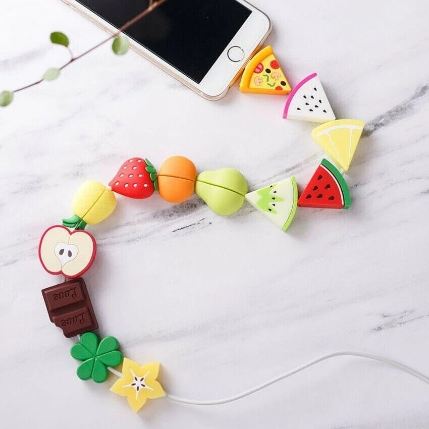 Protecteur de câble de chargeur de téléphone, morsure de Fruit de dessin animé, mignon, cordon souple, accessoires de téléphone, Lightning/MicroUSB/connecteur de Type C